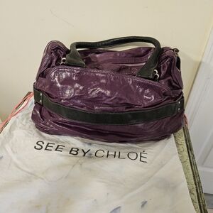 See By Chloe Purple Shoulder Bag with Glossy Finish
